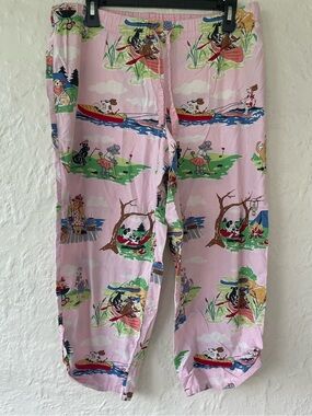 Nick & Nora Pajama Pants M Pink Cowgirl Western Print Cotton Sleepwear